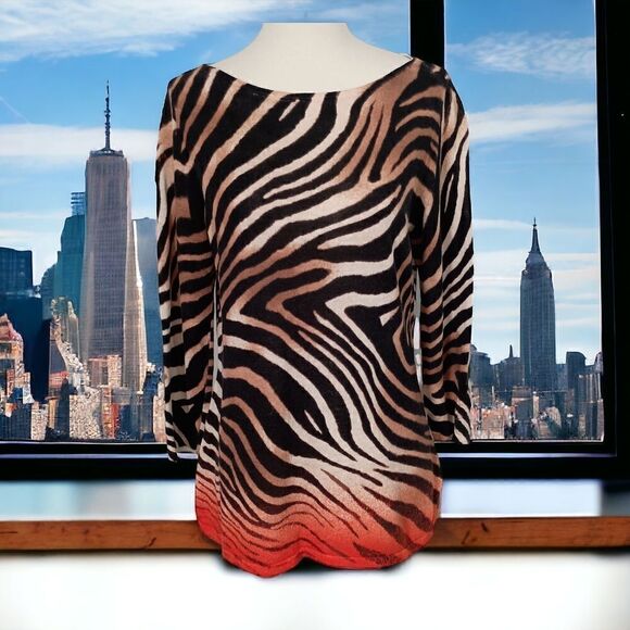 Lauren Ralph Lauren Linen Blend Tunic PL Zebra Sweater Lightweight Animal Print. - Picture 11 of 15